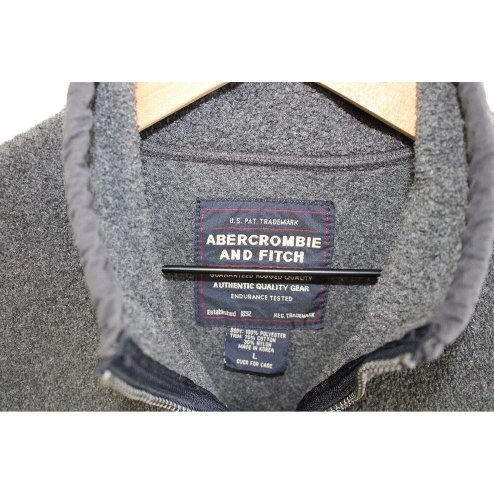 Vintage Abercrombie &‎ Fitch Mens Fleece Vest Jacket Gray Size Large L